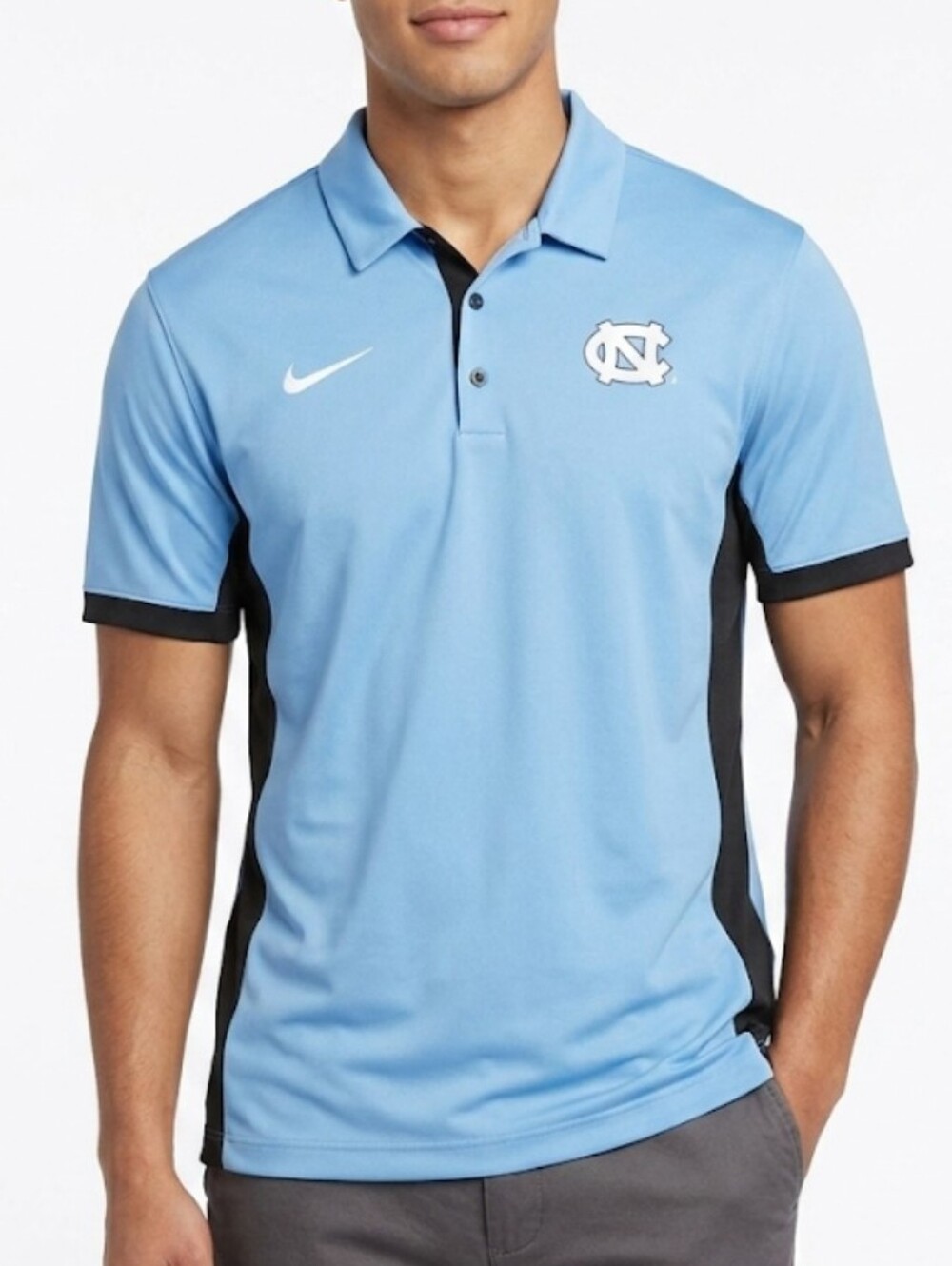 Nike Men’s Polo Blue Shirt Sleeve Pullover Top  Carolina Tar Heels Size Medium